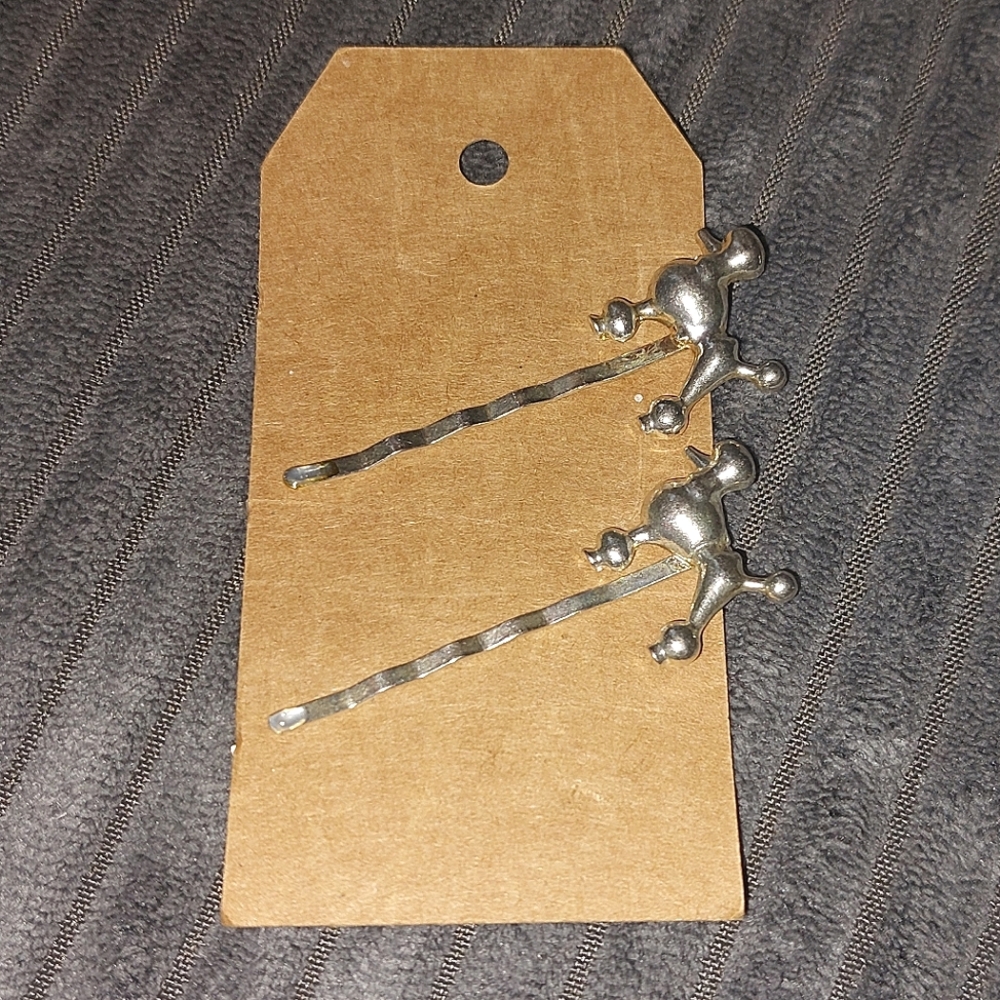 🌷3/$20🌷Silver-Toned Poodle Bobby Pins